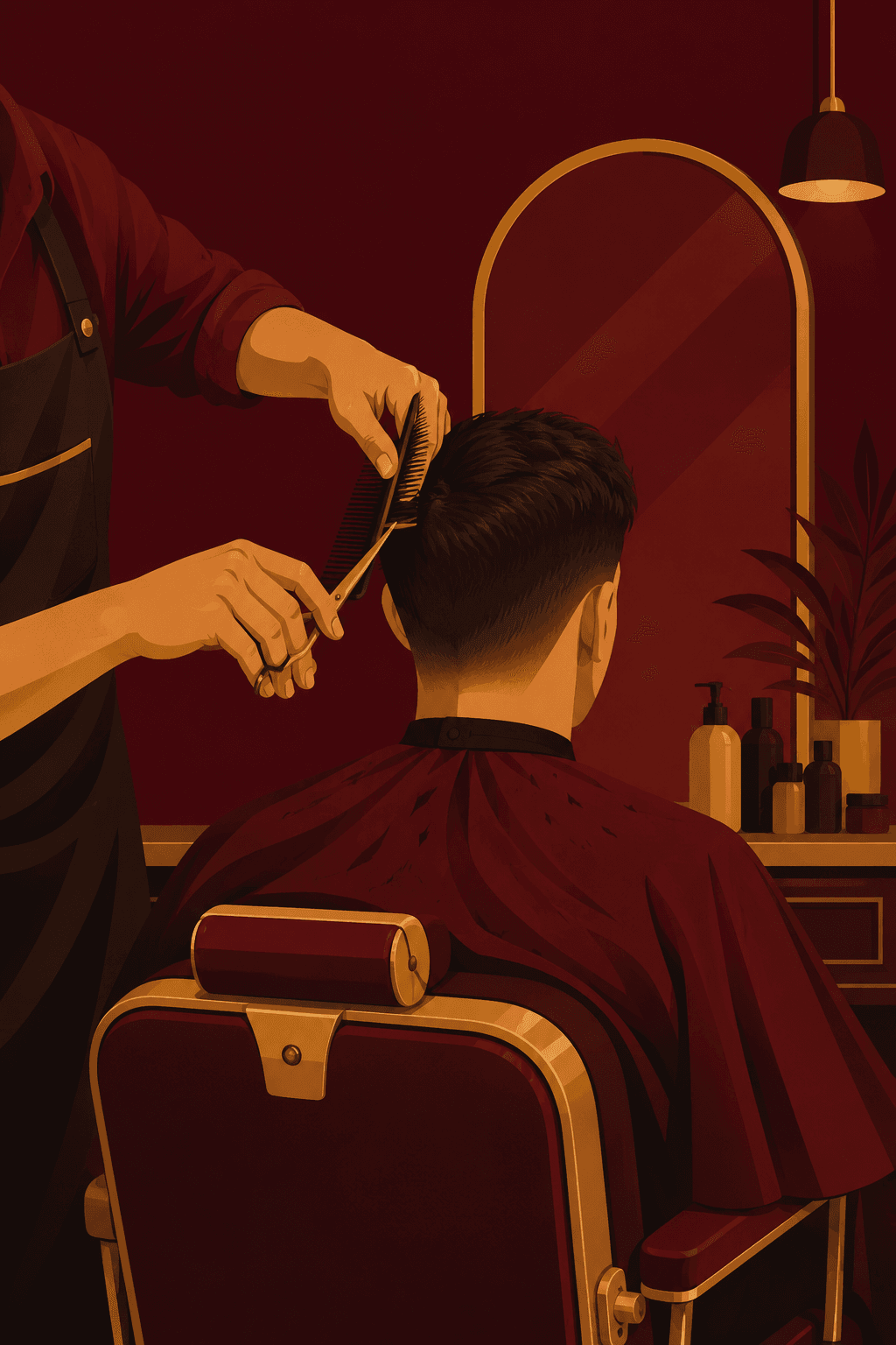 Expert barber at work at Raj Saloon A/C, Tirunelveli